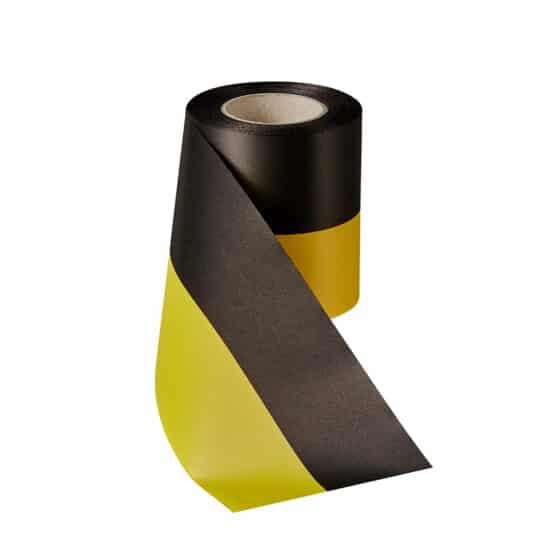 Vereinsband schwarz-gelb, 150 mm, Super-Satin - vereinsband-super-satin-band, super-satin-band