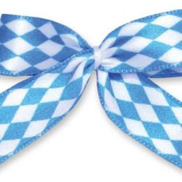 Fertigschleife aus 25 mm Satinband, Bayernraute, mit Klebepad - nationalband, national-schleifen