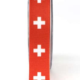 Nationalband Schweiz, rot / weißes Kreuz, 25 mm - nationalband